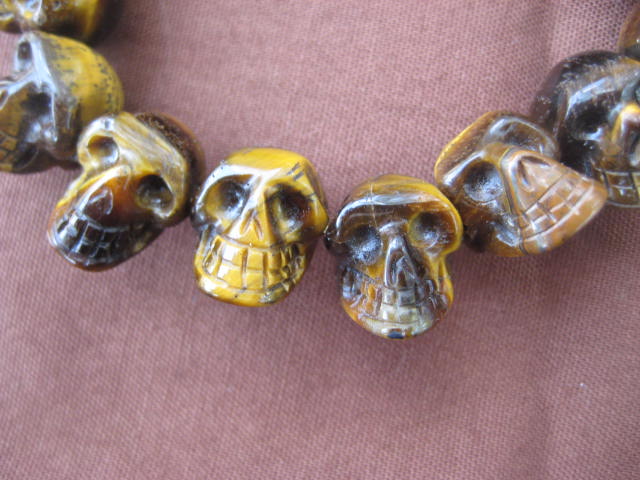 Tiger Eye Skull BraceletsKnown as a stone of protection, especially for travelers 2506